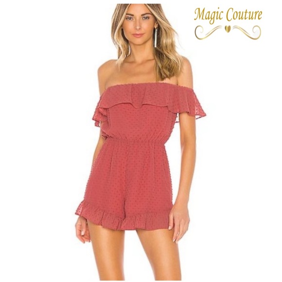 Lovers + Friends Pants - NWT Lovers + Friends Quincy Swiss Dot Sleeveless Pink Romper 💕💗